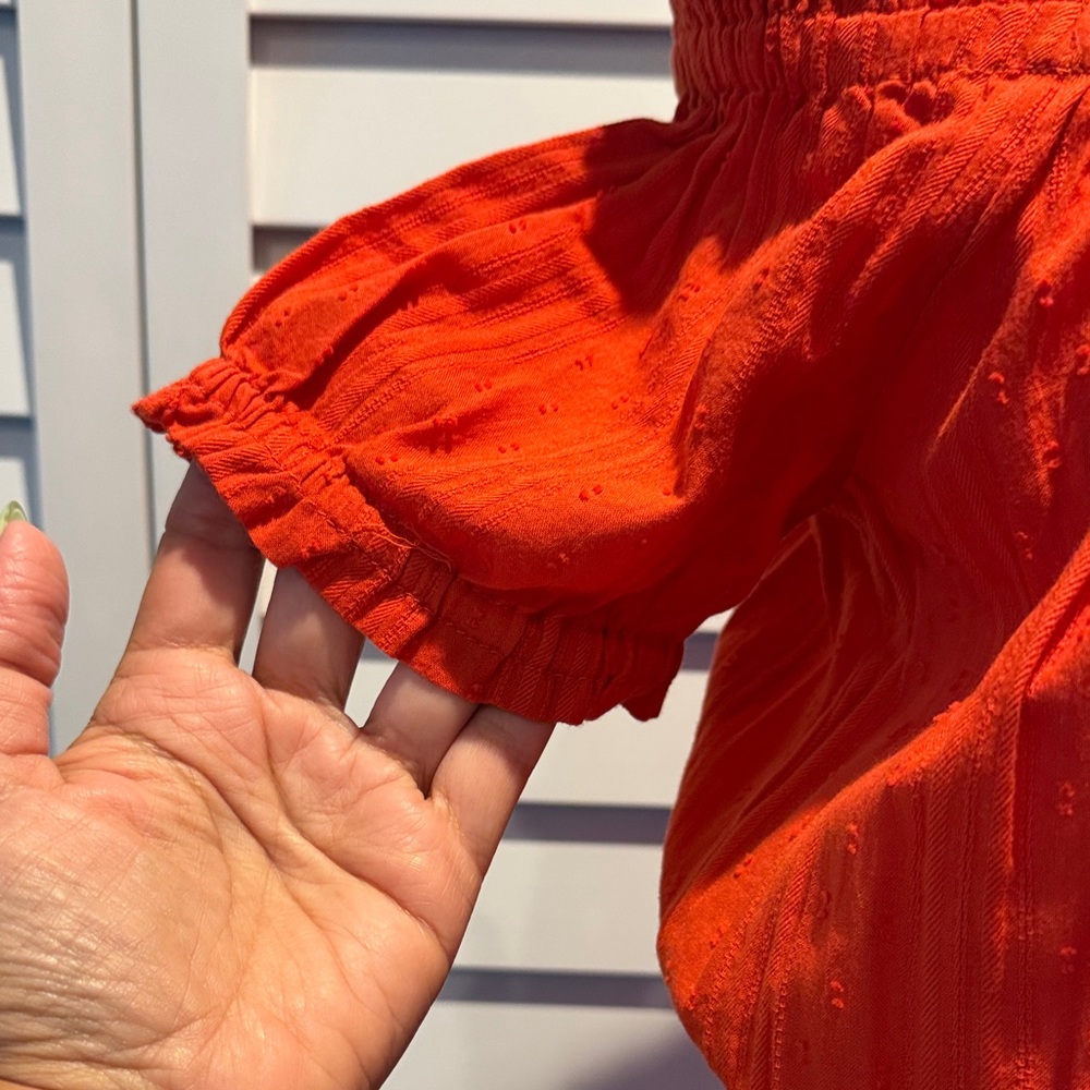 LOFT NWT Off-Shoulder Vibrant Orange-Red Maxi Dress with Belt - Picture 6 of 12